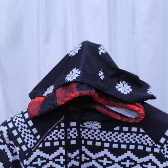 Festive Black and White Women's Hoodie - Picture 7 of 12